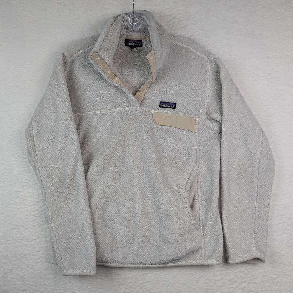 Patagonia 1/4 Snap Button, Fleece Sweater Pullover, Beige/Light Brown - Women L‎